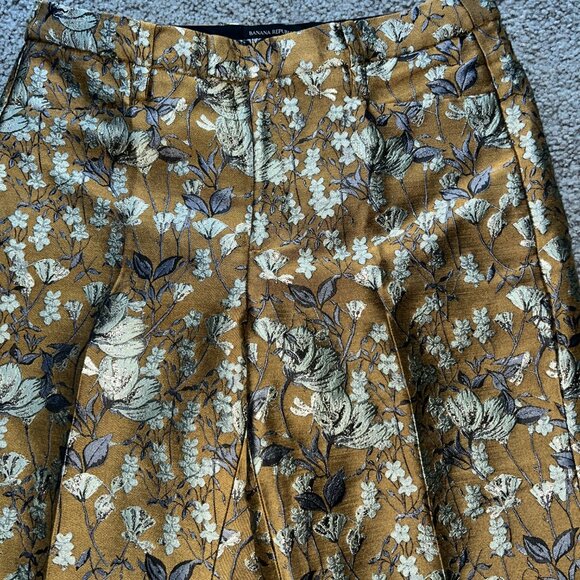 Banana Republic Floral Wide-Leg Trousers - Gold and White - Picture 2 of 16